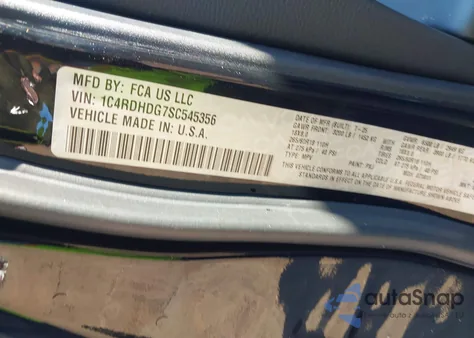 2025 Dodge Durango Gt Rwd из США, поврежденный, VIN 1C4RDHDG7SC545356